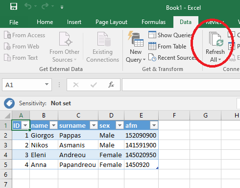 How do we connect a Microsoft Excel to SQL Server