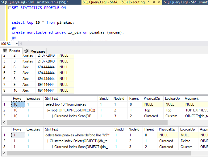 How do we find how much more it takes to complete the query and which is delayed (SQL Server Query Profiling)