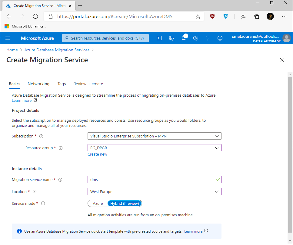 Πώς κάνουμε online migration ένα instance από on-premise σε Azure Managed Instance στο Cloud (Azure Database Migration Service)