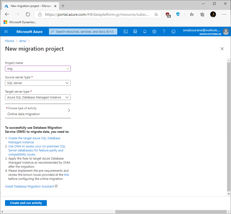 Πώς κάνουμε online migration ένα instance από on-premise σε Azure Managed Instance στο Cloud (Azure Database Migration Service)