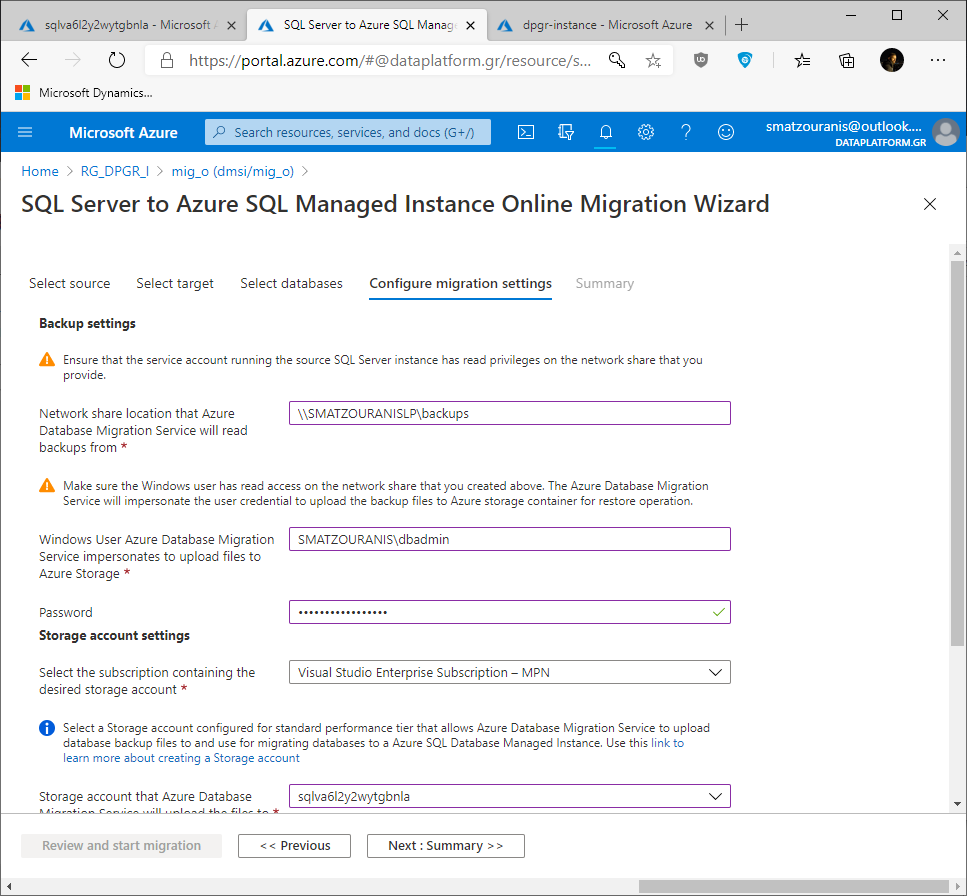 Πώς κάνουμε online migration ένα instance από on-premise σε Azure Managed Instance στο Cloud (Azure Database Migration Service)