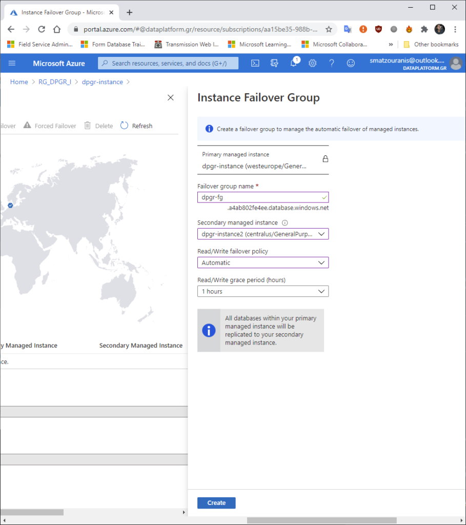 Πώς δημιουργούμε ένα failover group στο Azure Managed Instance