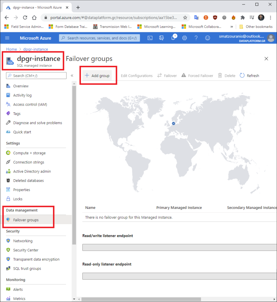 Πώς δημιουργούμε ένα failover group στο Azure Managed Instance