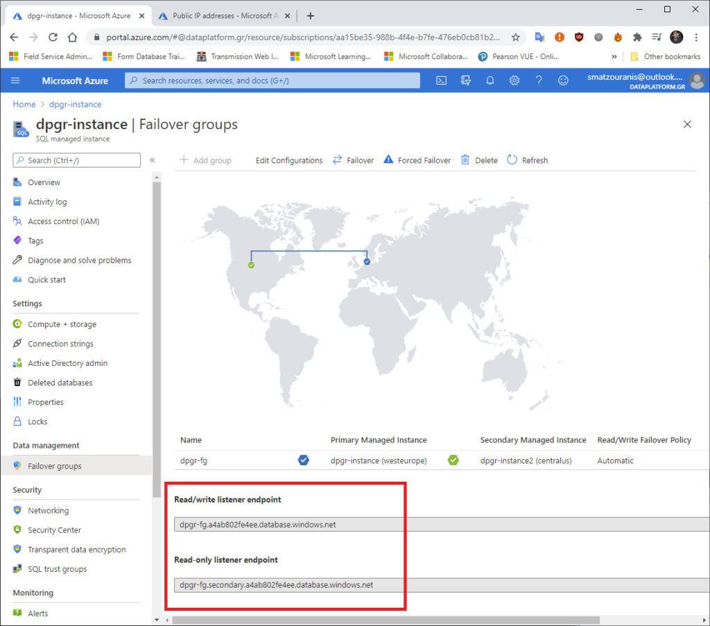 Πώς δημιουργούμε ένα failover group στο Azure Managed Instance