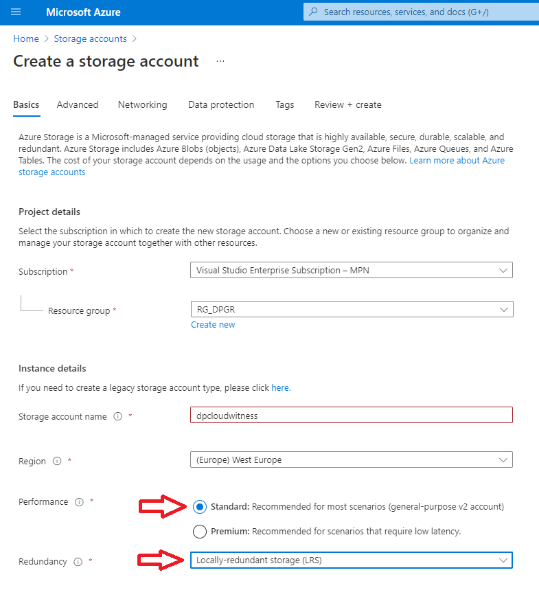 How we set an Azure Storage Account as a Cloud Witness in Windows Failover Cluster Quorum
