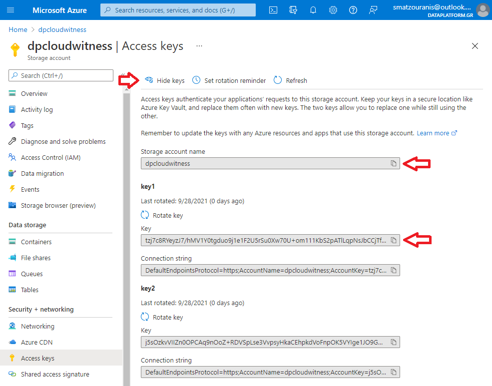 How we set an Azure Storage Account as a Cloud Witness in Windows Failover Cluster Quorum