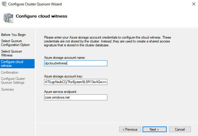 How we set an Azure Storage Account as a Cloud Witness in Windows Failover Cluster Quorum