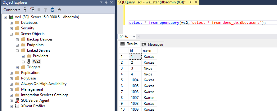 Πώς μπορούμε να συνδέσουμε SQL Server με άλλον SQL Server instance με χρήση Linked Server